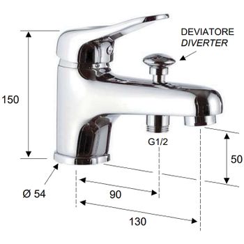 Смеситель на борт ванны Remer Kiss K04 Хром — фото 2, Смесители на борт ванны