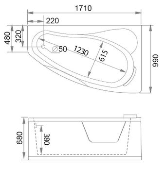Акриловая ванна Gemy 171х99 G9046 II B R с гидромассажем — фото 3, Акриловые ванны