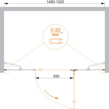 Душевая дверь CEZARES BERGAMO-W-B-13-60+60/30-C-Cr-R — фото 2, Душевые двери в нишу