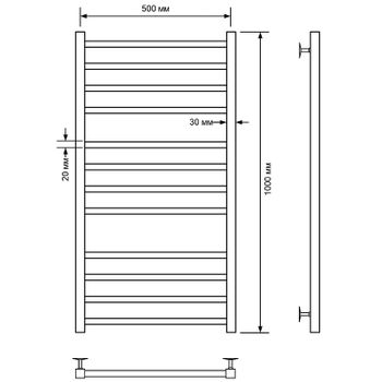 Водяной полотенцесушитель Comfysan Pioli-K W-10 100x50 014469 Черный матовый — фото 2, Водяные полотенцесушители