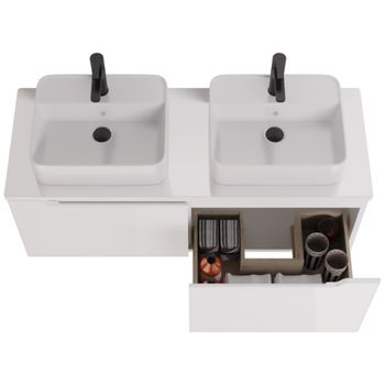 Тумба W, 125 см, подвесная, для умывальника "Гармония" 125 см или стеклянной столешницы W, 2 ящика,  — фото 2, Тумбы под раковину