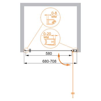 Душевая дверь CEZARES ELENA-W-B-1-70-P-Cr-R — фото 3, Душевые двери в нишу