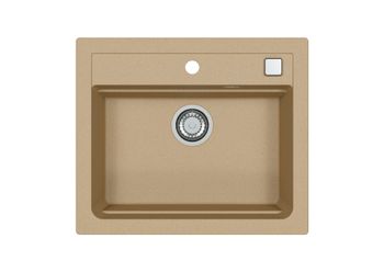 Мойка для кухни ALVEUS GRANITAL ATROX 30 BEIGE - G55 590 X 500 1X в комплекте с сифоном 1132823, — фото 1, Кухонные мойки