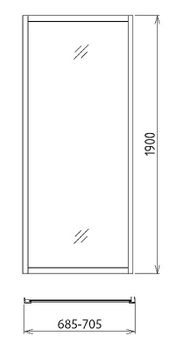 Душевая стенка Gemy 70 A70M профиль Хром стекло матовое — фото 2, Боковые стенки