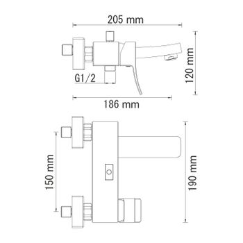 Exter 1601 Смеситель для ванны с коротким изливом — фото 11, Смеситель для ванны