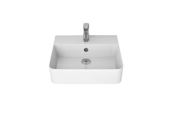 ДЖОЙ 3, накладной умывальник для установки на столешнице, керамический, пристенный, с полкой для сме — фото 2, Раковины накладные