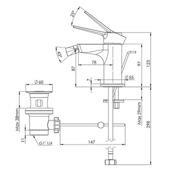 Смеситель для биде Remer Slash SL20 Хром — фото 2, Смесители для биде