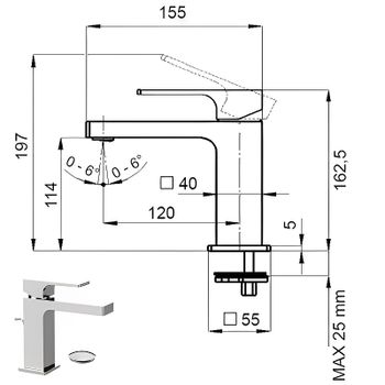 Смеситель для раковины Remer Absolute AU10 Хром — фото 2, Смесители для раковины