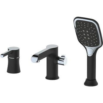 Смеситель на борт ванны Haiba HB80805-7 Черный матовый Хром — фото 1, Смесители на борт ванны