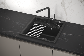 Granula-KS-5002, ЧЁРНЫЙ кухонная мойка, кварц — фото 2, Кухонные мойки