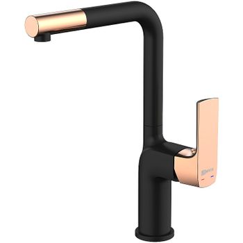 Смеситель для кухни Lemark Ursus LM7205BLR Черный матовый Золото — фото 1, Смесители для кухни