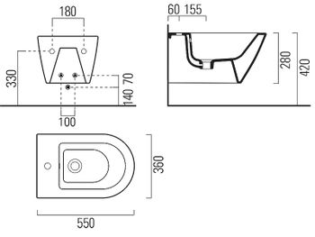 Биде GSI Kube X 9465111 подвесное Белое — фото 2, Биде подвесные