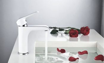 Смеситель для раковины Rose R21F R2101F Белый Хром — фото 3, Смесители для раковины