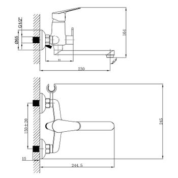 Смеситель для ванны Lemark Partner LM6513C универсальный Хром — фото 2, Смеситель для ванны