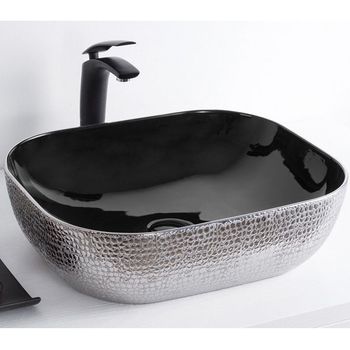 Раковина-чаша CeramaLux 50 D1302H020 Серебро Черная — фото 7, Раковины накладные