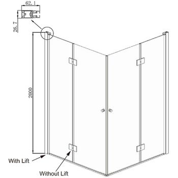 Душевой уголок Ambassador Diamond 100х100 12011110 профиль Хром стекло прозрачное — фото 7, Квадратные душевые уголки