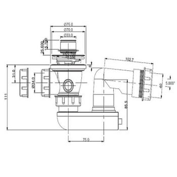 Сифон для ванны Artceram ACA062 Белый — фото 2, Сифоны для ванны