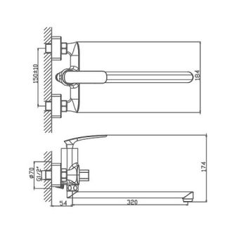 Смеситель для ванны Haiba HB22616 универсальный Хром — фото 2, Смеситель для ванны