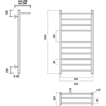 Водяной полотенцесушитель Domoterm Медея с/п П10 500x1000 с полкой Золото — фото 2, Водяные полотенцесушители