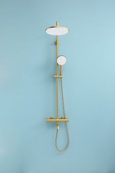 Душевая система Raglo R20.26.03 с термостатом Золото матовое — фото 24, Душевые стойки