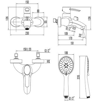 Смеситель для ванны Lemark Atlantiss LM3254C Хром — фото 2, Смеситель для ванны
