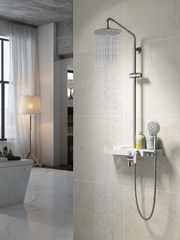 Душевая система Lemark Tropic LM7007C Хром Белый — фото 4, Душевые стойки