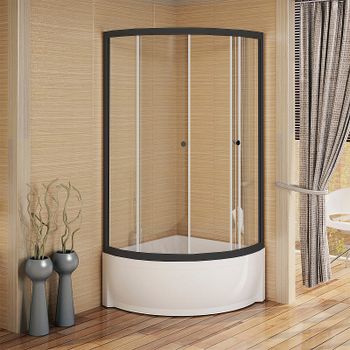 Душевой уголок Radomir Соул 1 90x90 1-03-6-0-0-0020 профиль Черный стекло прозрачное — фото 3, Душевые уголки четверть круга