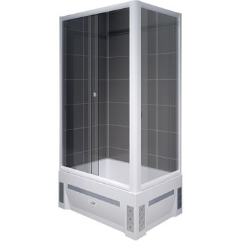 Душевой уголок Radomir Верчелли 119x81 L 1-03-1-1-0-0130 с поддоном профиль Белый стекло прозрачное — фото 1, Прямоугольные душевые уголки