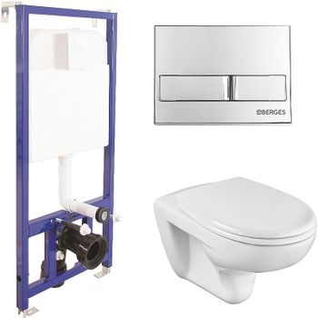 Комплект унитаза Roca Mateo 346200000+ZRU9302822 с инсталляцией Berges Novum L3 040213 с сиденьем Ми — фото 1, Комплекты унитаз + инсталляция