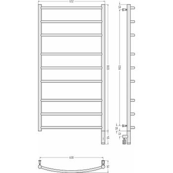 Электрический полотенцесушитель Сунержа Галант 3.0 1200x600 R 31-5801-1260 Черный матовый — фото 3, Электрические полотенцесушители