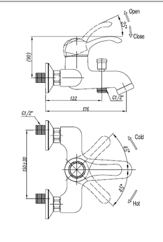 Смеситель для ванны и душа CEZARES LIRA-M-VDM1-01 — фото 2, Смеситель для ванны
