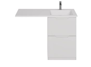 Тумба Bona, 60 см, напольная, 2 ящика, белый глянец — фото 9, Тумбы под раковину