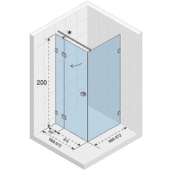 Душевой уголок Riho SZ Scandic NXT X203 97х97 L G001061120 (GX00074C1) профиль Хром стекло прозрачно — фото 2, Прямоугольные душевые уголки