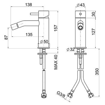 Смеситель для биде Cisal Xion XI000564D1 Нержавеющая сталь — фото 2, Смесители для биде