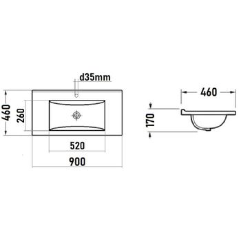 Раковина Bond 90 S05-900 Белая глянцевая — фото 7, Раковины встраиваемые сверху