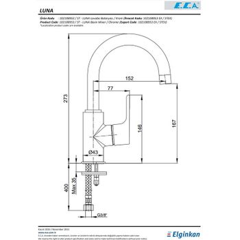 Смеситель для раковины E.C.A. Luna 102108953EX Хром — фото 2, Смесители для раковины