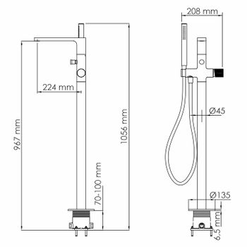 Fulda 5221 Смеситель напольный для ванны — фото 5, Смесители напольные