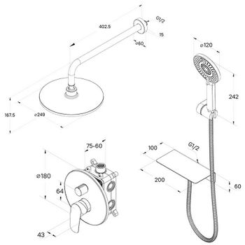 Душевая система Milardo Rora RORSB02M67 Хром — фото 7, Встраиваемые душевые комплекты