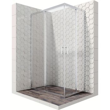 Душевой уголок Ambassador Kingston 100x90 14011121 профиль Хром стекло прозрачное — фото 1, Прямоугольные душевые уголки