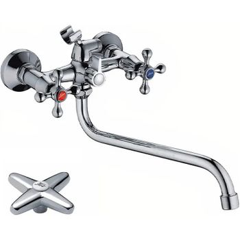 Смеситель для ванны Ledeme H20 2320L универсальный Хром — фото 1, Смеситель для ванны