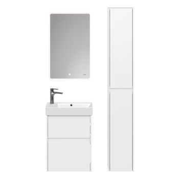 Тумба SLIM, 55 см, подвесная/напольная, 2 ящика, белый глянец — фото 11, Тумбы под раковину