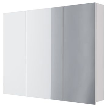 Шкаф зеркальный ALMI, 90 см, 3 дверцы, 6 стеклянных полок, белый — фото 1, Зеркальные шкафы в ванную