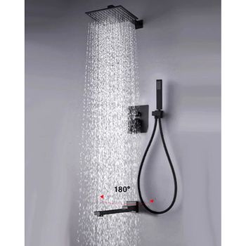 Душевая система ALMAes Elbe TVZ-0811 Черная матовая — фото 1, Встраиваемые душевые комплекты