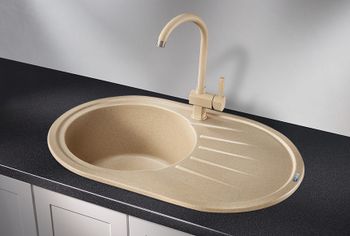 Granula-7601, БЕЖЕВЫЙ, кухонная мойка, СтандАРТ кварц — фото 2, Кухонные мойки