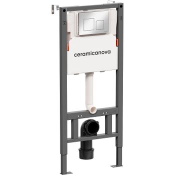 Система инсталляции для унитазов CERAMICANOVA Balance с кнопкой смыва Square, цвет  хром глянцевый,  — фото 1, Инсталляции для унитазов