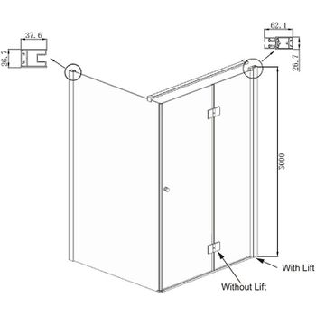 Душевой уголок Ambassador Diamond 90х90 12011105R профиль Хром стекло прозрачное — фото 5, Квадратные душевые уголки