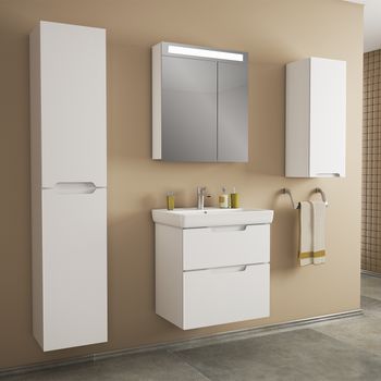 Тумба Q, 60 см, подвесная, 2 ящика, белый глянец — фото 5, Тумбы под раковину