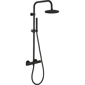 Душевая система Remer Elegance EQ32X7MMM20CFP с термостатом Черный брашированный хром — фото 1, Душевые стойки