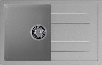 GRANFEST Мойка QUADRO 780L 1-чаша+крыло 770*495мм серый арт.GF- — фото 2, Кухонные мойки