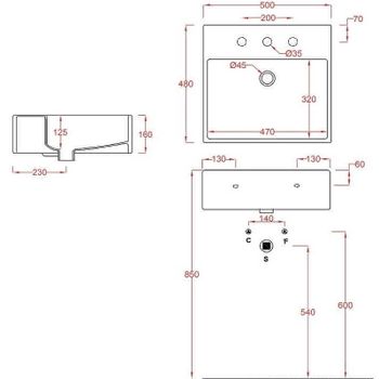 Раковина Artceram Quadro 50 QUL002 01 00 Белая глянцевая — фото 2, Раковины накладные